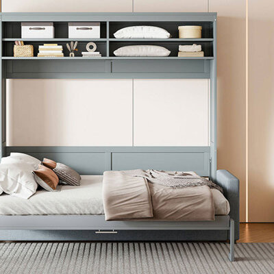 Hokku Designs Queen Size Murphy Bed Wall Bed with Sofa,Gray