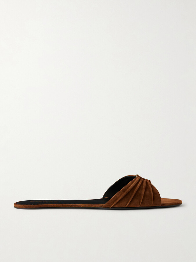 Saint Laurent Babylon Suede Sandals - Metallic