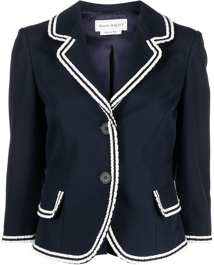 navy blazer white trim