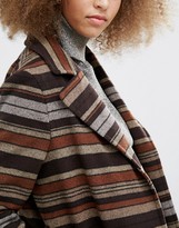 Thumbnail for your product : Helene Berman Becca Tie Waist Coat in Brown and Beige Stripes