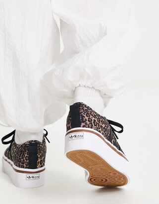 adidas Nizza Platform sneakers in black leopard print