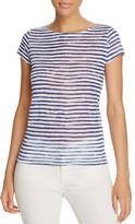 Thumbnail for your product : Majestic Filatures Linen Stripe Button Back Tee
