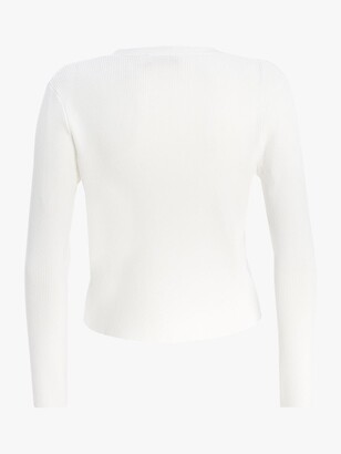 Mint Velvet Cropped Fitted Cardigan, White