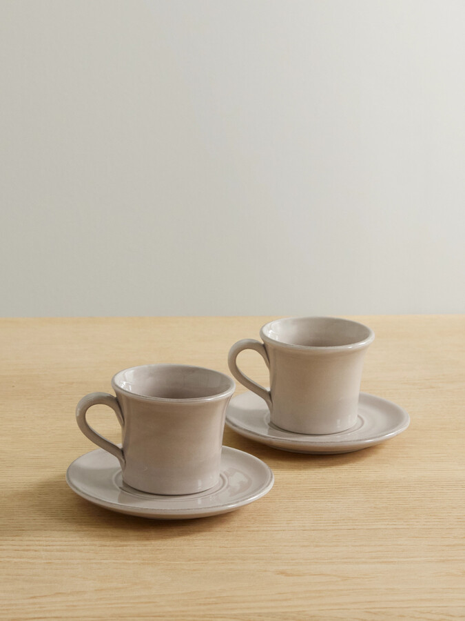Brunello Cucinelli - Set Of Two Ceramic Cups And Saucers - Gray