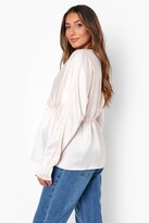 Thumbnail for your product : boohoo Maternity Satin Wrap Smock Top