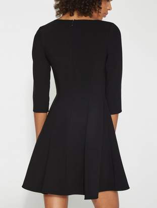Halston Double Faced Viscose Fit & Flare Dress