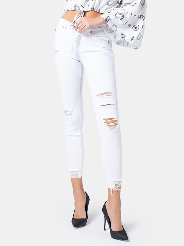 Kancan Gemma Mid Rise Skinny Ankle Distressed Jean - ShopStyle