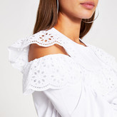 Thumbnail for your product : River Island White broderie cold shoulder long sleeve top
