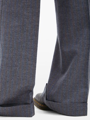 LA FETICHE Malik High-rise Striped Wool Trousers - Grey
