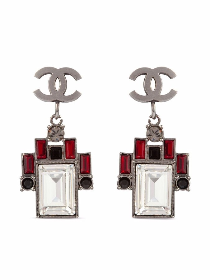 2006 CC crystal-embellished clip-on earrings