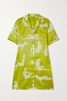 Thumbnail for your product : Olivia von Halle Amika Amika Printed Silk-satin Nightdress - Green - x small