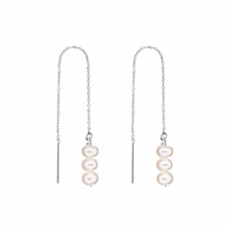 Lily & Roo Sterling Silver Cluster Pearl Drop Threader Earrings