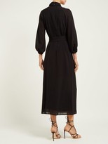 Thumbnail for your product : Cefinn Tie-waist Gathered Voile Midi Dress - Black Multi