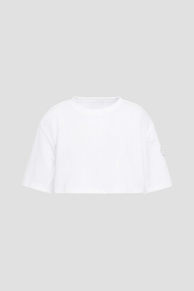 adidas by Stella McCartney Cropped Printed Cotton-blend Jersey T-shirt