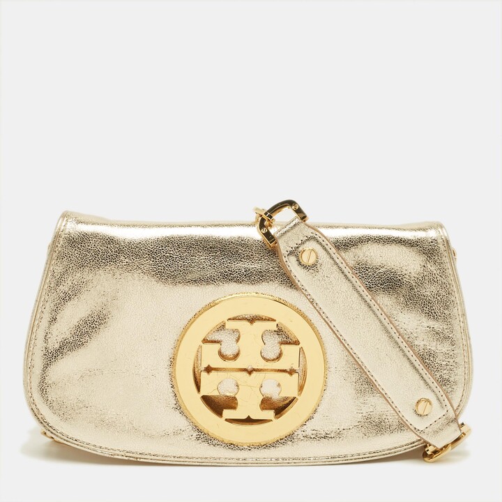 Tory Burch Gold Leather Reva Chain Clutch