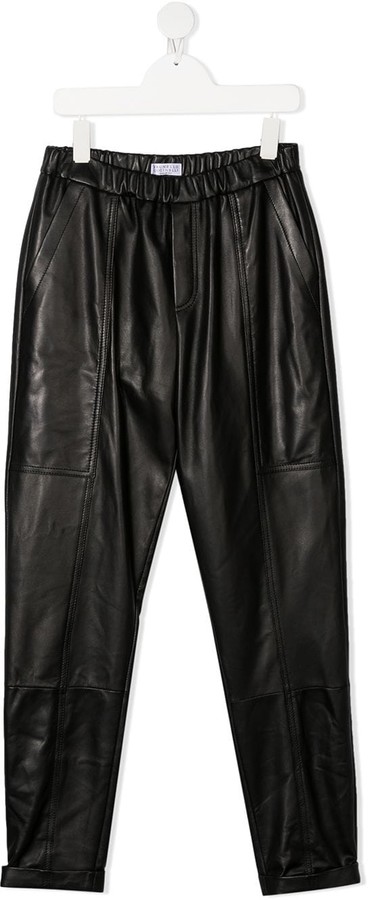 kids black leather pants
