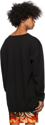 Dries Van Noten Black Long V-Neck Sweater