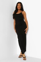 Thumbnail for your product : boohoo Petite Tie Waist Rib Scoop Neck Maxi Dress