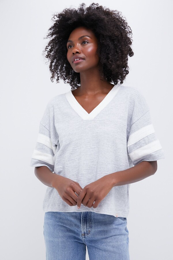 Faherty Light Grey Heather Sunwashed Slub Varsity Tee