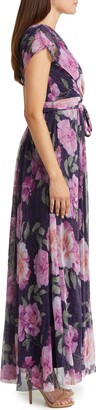 Eliza J Floral Print Tie Waist Maxi Dress