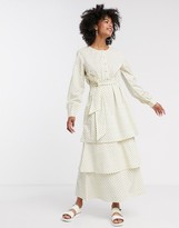 Thumbnail for your product : Selected tiered maxi dress in spot print