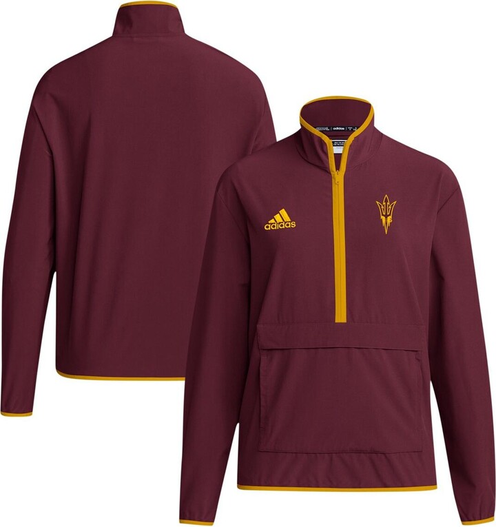 Adidas Men's Maroon Arizona State Sun Devils Coaches Sideline Half-Zip Jacket