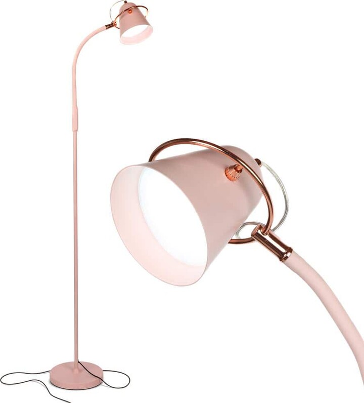Brightech Zoey 65 in. Pastel Pink Industrial 1-Light Dimming and Color Temperature Adjustable LED Floor Lamp with Pink Cone Shade