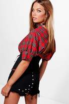 Thumbnail for your product : boohoo Annabel Check Off The Shoulder Corset Top