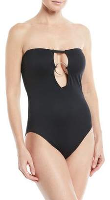 Dakota CUSHNIE One-Piece Solid Swimsuit with Cutout Ring Front