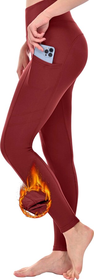 Buy Willit Women's Fleece Lined Legging Water Resistant Legging Thermal  Winter Hiking Yoga Running Tights High Waisted Wine Red XS at