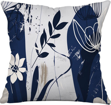 VisionDecor Floral Nature Illustration Cotton Blend Reversible Throw Pillow
