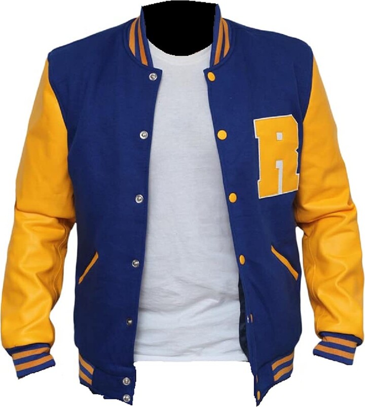 HiFacon Mens R Logo Varsity Bomber Riverdale Jacket KJ APA Letterman Fleece Jacket  Archie Andrews - ShopStyle