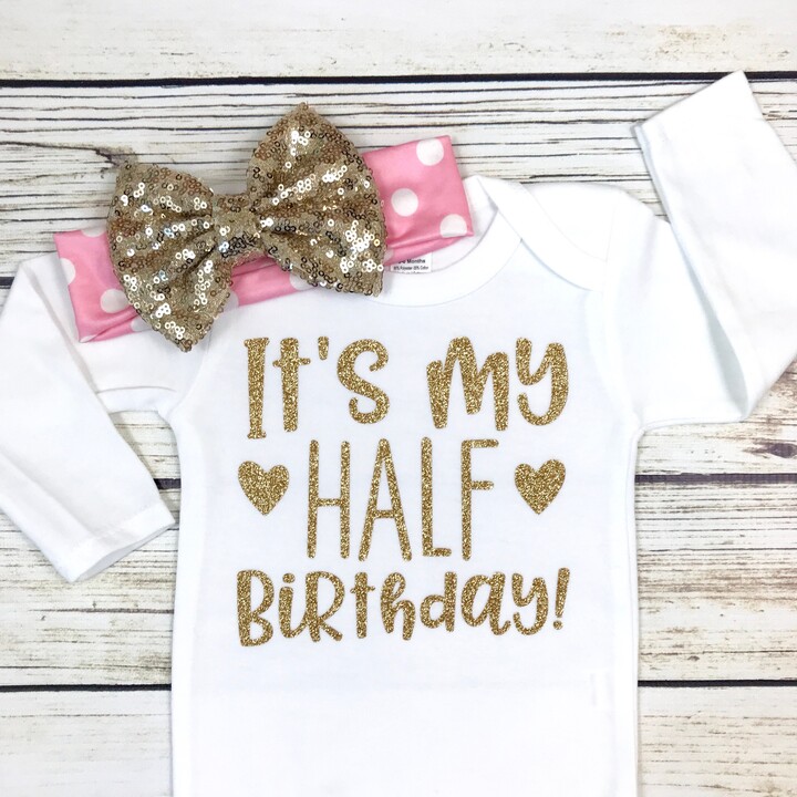 It's My Half Birthday Baby Girl Outfit Pink & Gold