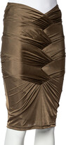 Thumbnail for your product : Gucci Brown Jersey Ruched Detail Fitted Skirt S