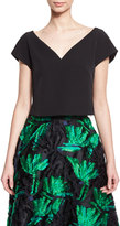 Thumbnail for your product : Milly Cropped Ponte V-Neck Top, Black