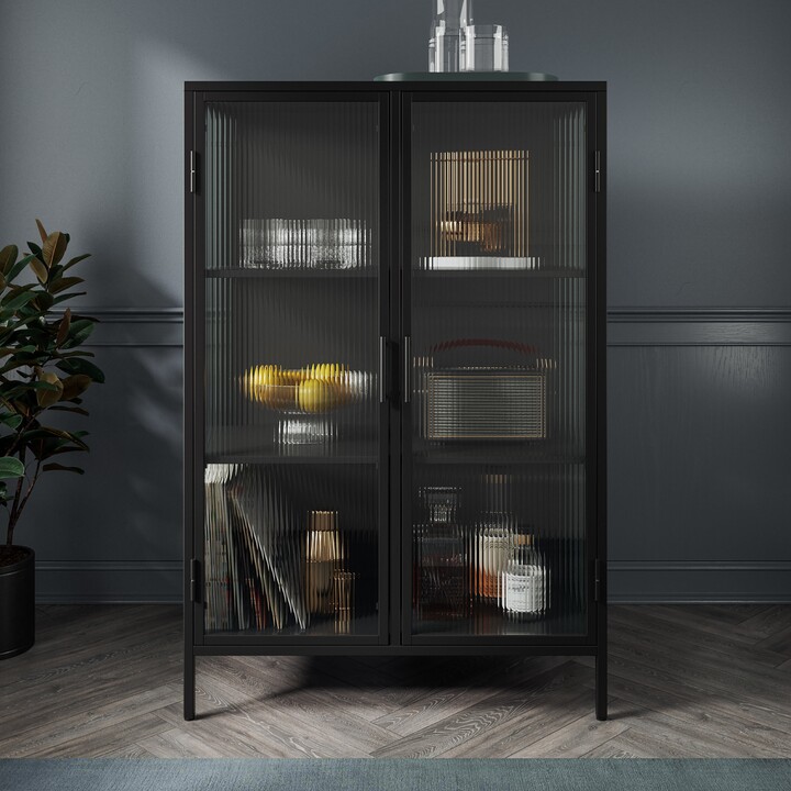 Dunelm Stannis Tall Black, Ribbed Glass Black ShopStyle Bar