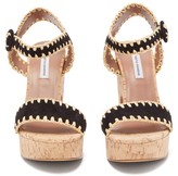 Thumbnail for your product : Tabitha Simmons Elena Whip Suede And Cork Platform Sandals - Black