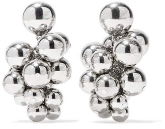 Oscar de la Renta Beaded Silver-tone Clip Earrings