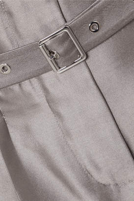 Giorgio Armani Cropped Metallic Silk-blend Straight-leg Pants - Gray