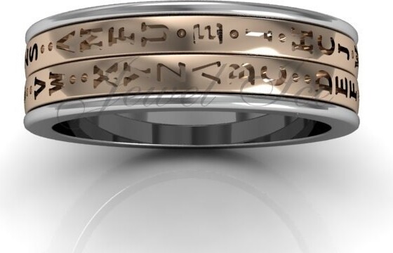 Etsy Decoder Ring - 14K White & Rose Gold Two Row Spinner Da Vinci Cryptex Codex lb-2024-5