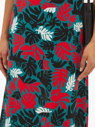 Marni Leaf-print A-line Crepe Skirt - Green Multi