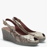 Thumbnail for your product : Carmen Saiz Brown Reptile Leather Low Wedge Espadrille Sandals