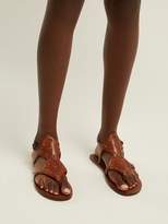 Thumbnail for your product : Saint Laurent Ella Studded Leather Sandals - Womens - Tan