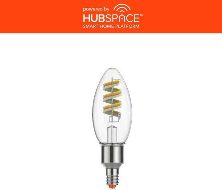 Eco Smart 40-Watts Equivalent Smart B11 E12 Clear Color Changing CEC LED Light Bulb with Voice Control 1-Bulb Powered by Hubspace