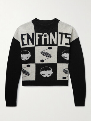 Enfants Riches Deprimes Cropped Logo-Intarsia Merino Wool and
