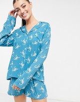 Thumbnail for your product : NIGHT woven short pajama set with scorpion print in blue