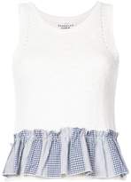 Thumbnail for your product : Derek Lam 10 Crosby Cropped Knit Shell With Contrast Ruffle Detail