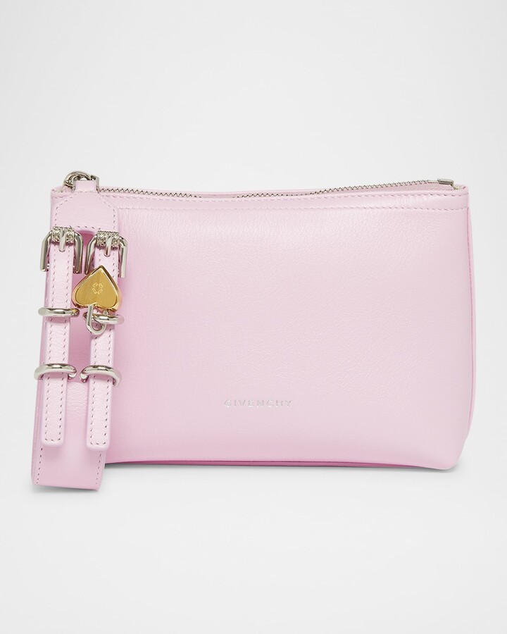 Givenchy Voyou Small Pouch Bag in Leather with Buckle and Heart Lock Wristlet