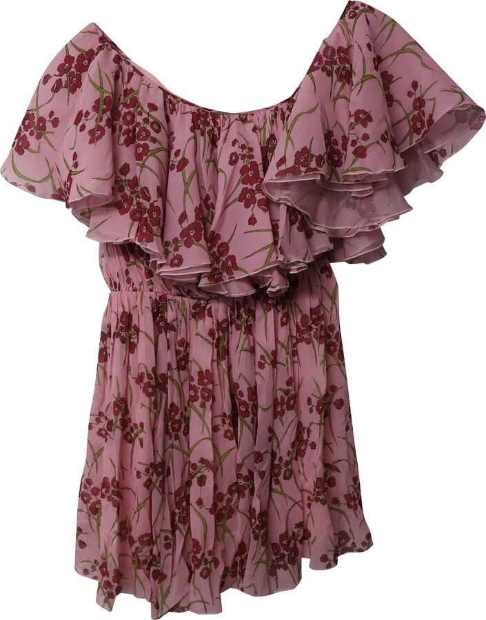 Giambattista Valli One Shoulder Mini Dress in Floral Print Silk