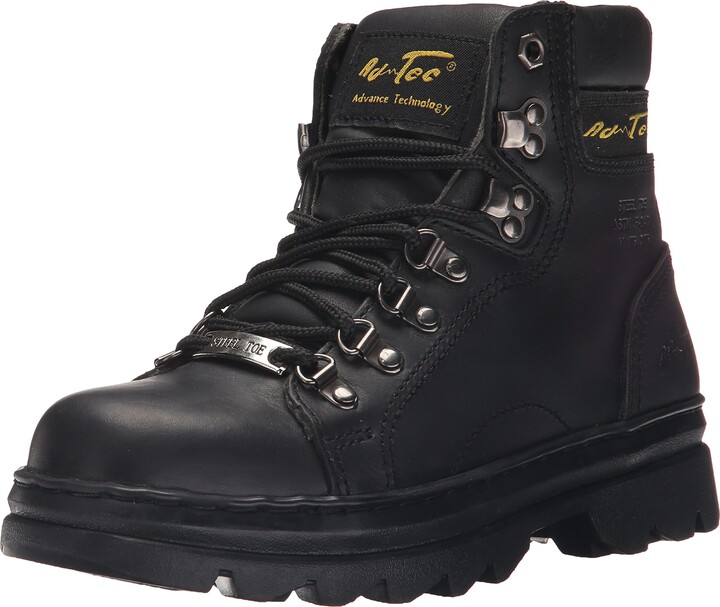 AdTec Ad Tec 6in Steel Toe Laceup Leather Work Boots for Women - Soft Padded Collar